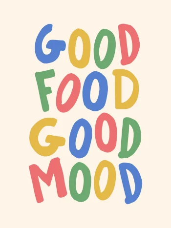 Good Food Good Mood tipográfia falikép