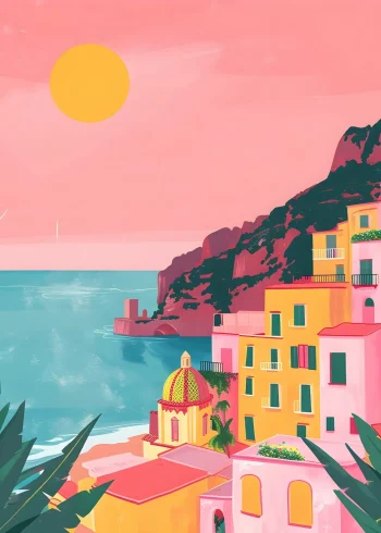 Amalfi tengerpart naplemente falikép