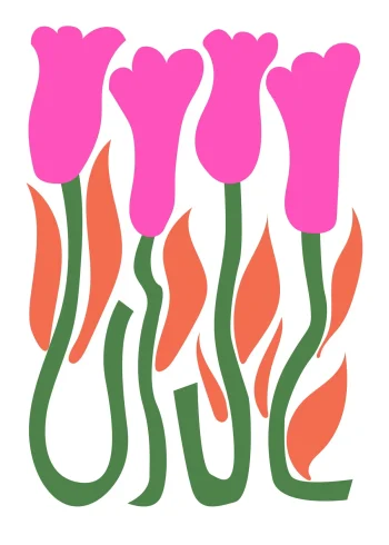 Rózsaszín tulipán mintás falikép