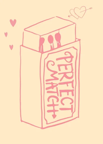Perfect Match vonalas illusztráció falikép