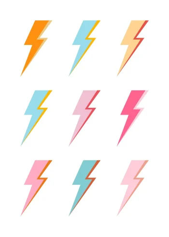Villám ikonok színes minimal falikép