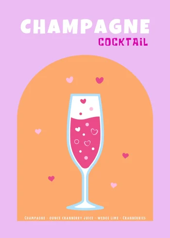 Champagne cocktail illusztráció falikép