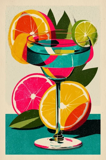 Modern citrus koktél falikép